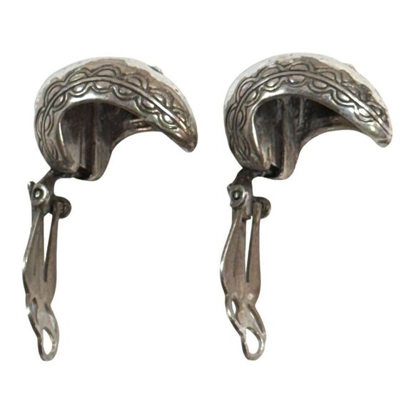 Retired Brighton Silver Teardrop Clip-On Earrings Floral Swarovski Crystal Star - Picture 4 of 5